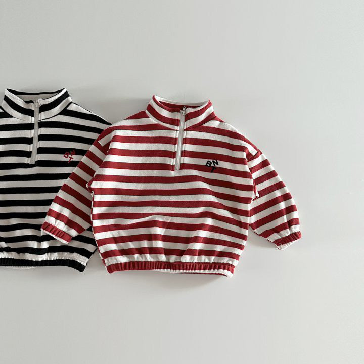 （Pre Order 2 Weeks）Unisex Fall Stripe Zipper Sweatshirt