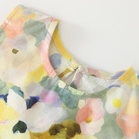 （In Production）Girls Spring and Summer Floral Print Cotton Dress