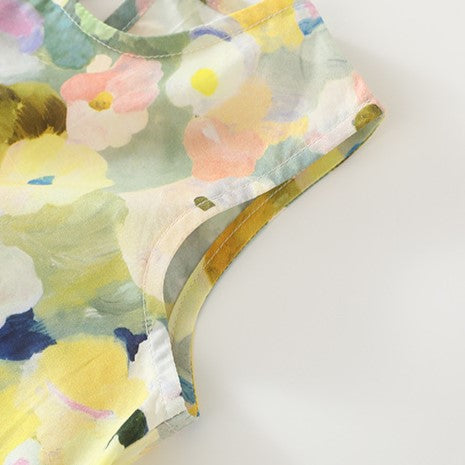 （In Production）Girls Spring and Summer Floral Print Cotton Dress