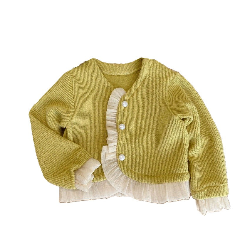 （In Production）Girls Fall&Winter Ruffle Sweater Cardigan