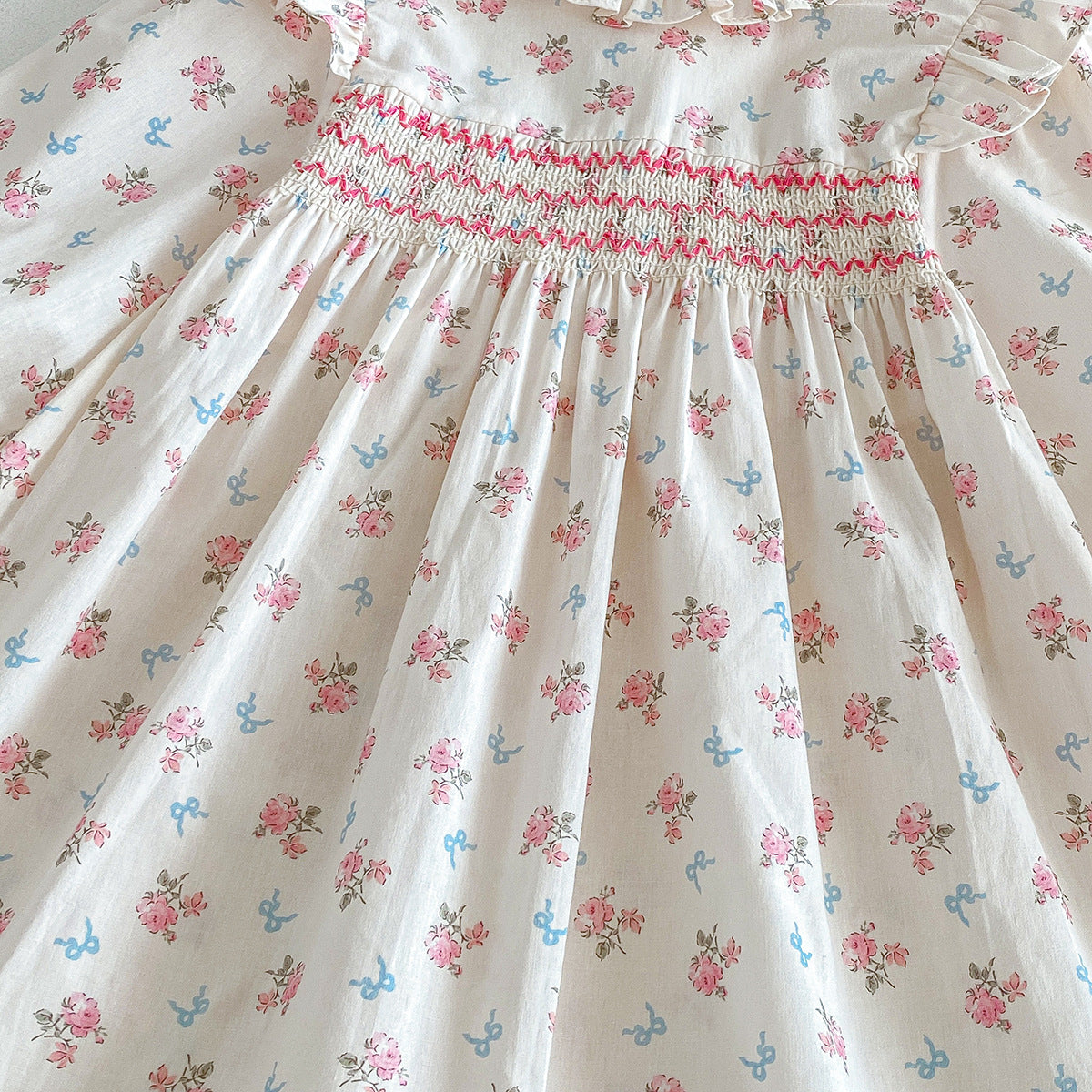 （Pre Order 2 Weeks）Sisters Fall Floral Print Smocked Dress&Romper