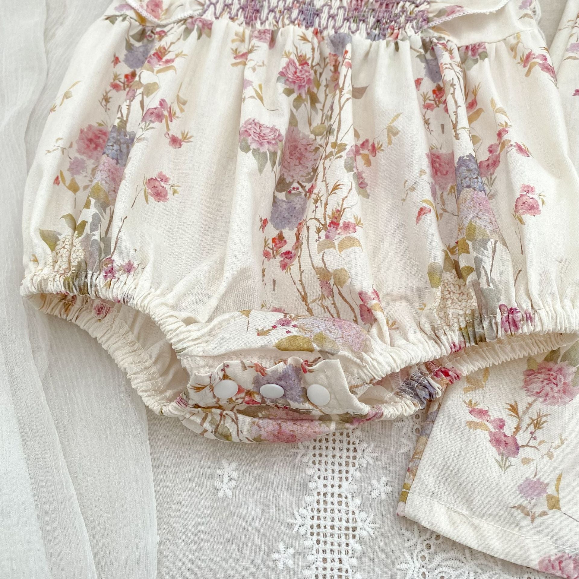 （In Production）Sisters Spring&Summer Floral Smocked Dress,Romper