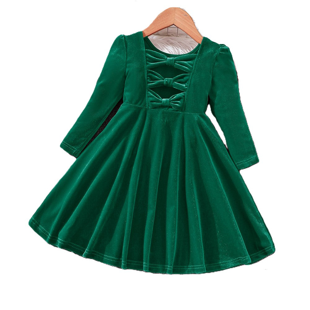 （In Production）Girls Christmas Velvet Dress