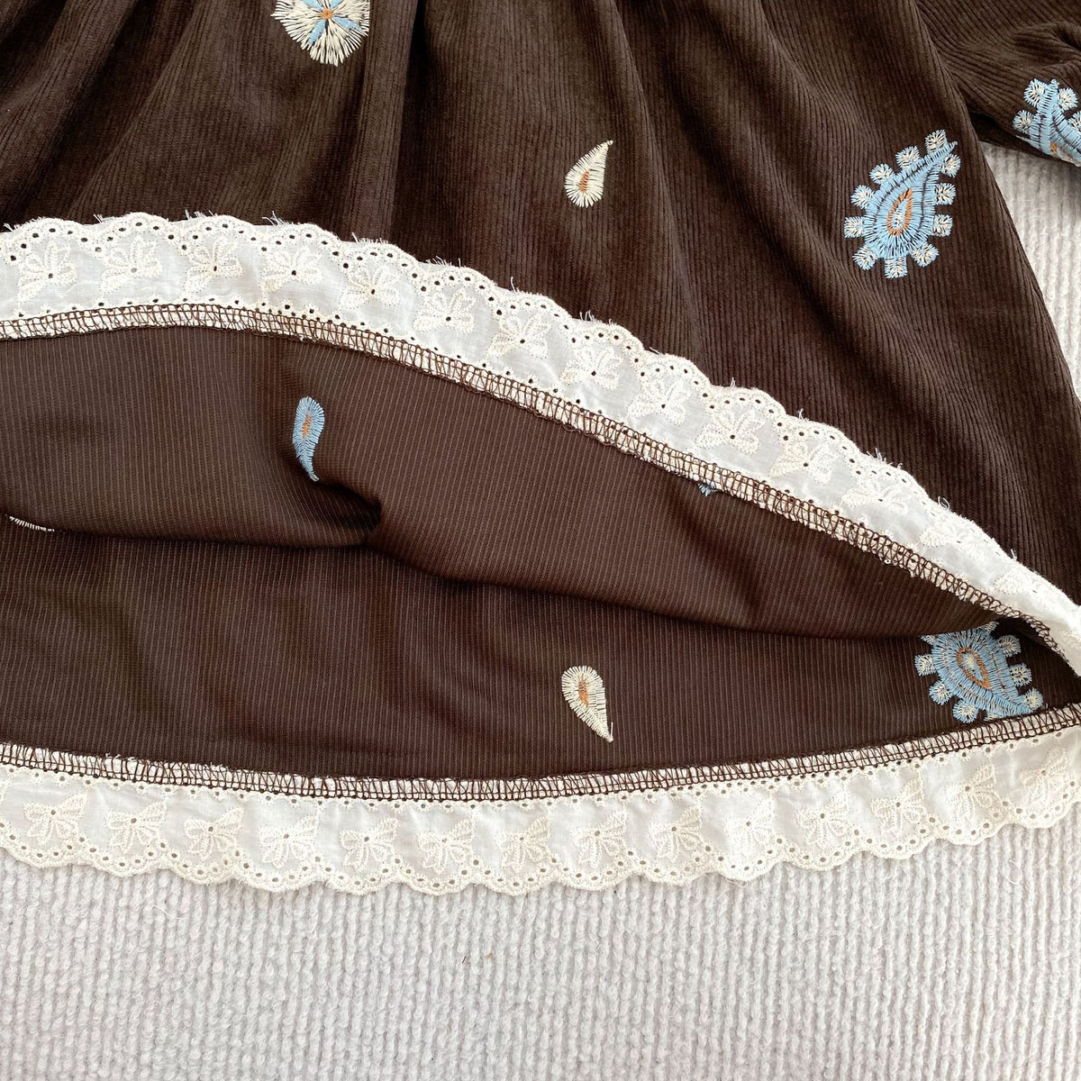 （Pre Order 2 Weeks）Sisters Fall Embroidery Corduroy Dress&Romper