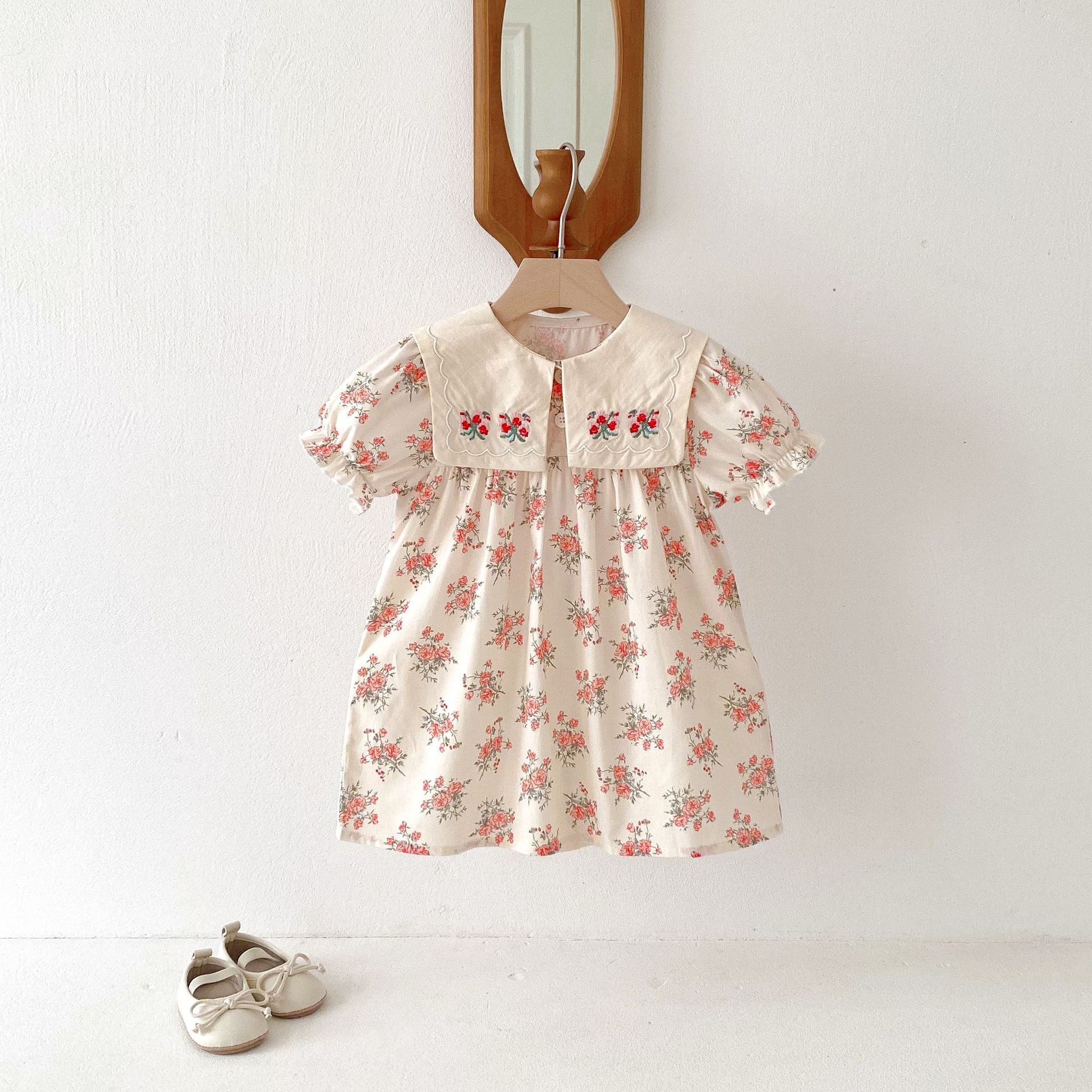 （In Production）Girls Spring&Summer Floral Embroidery Dress