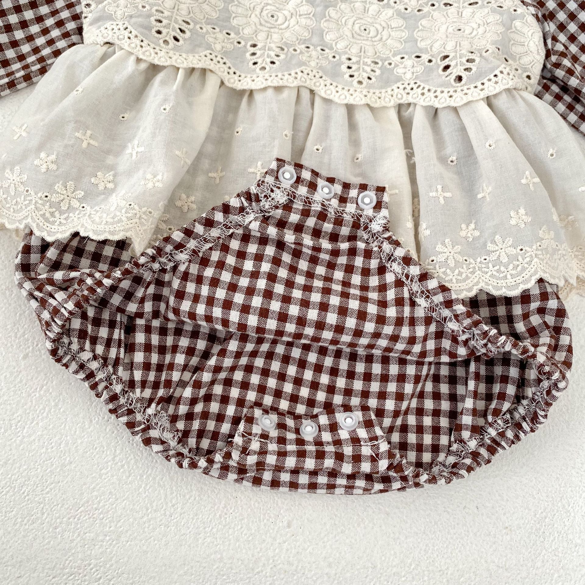 （Pre Order 2 Weeks）Toddler Girls Fall Plaid Lace Romper