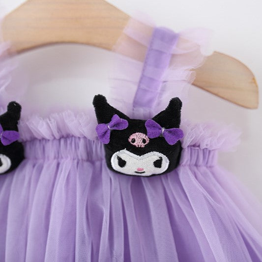 （Pre Order）Girls Spring and Summer Cartoon Purple Tulle Dress