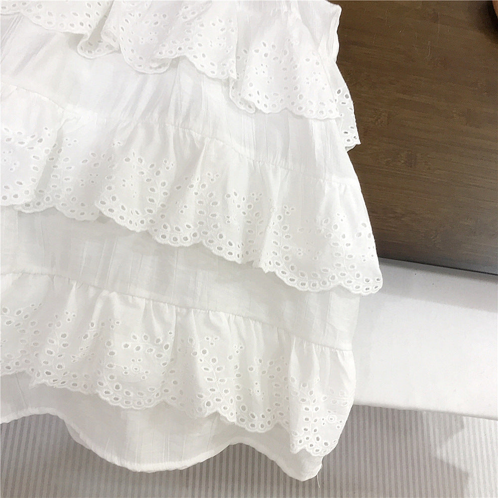 （In Production）Girls Spring&Summer White Slip Layered Dress