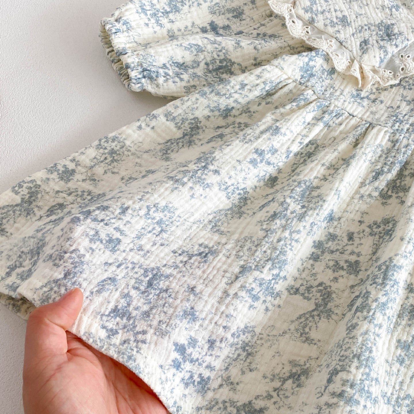 （In Production）Girls Fall Floral Print Lace Collar Dress