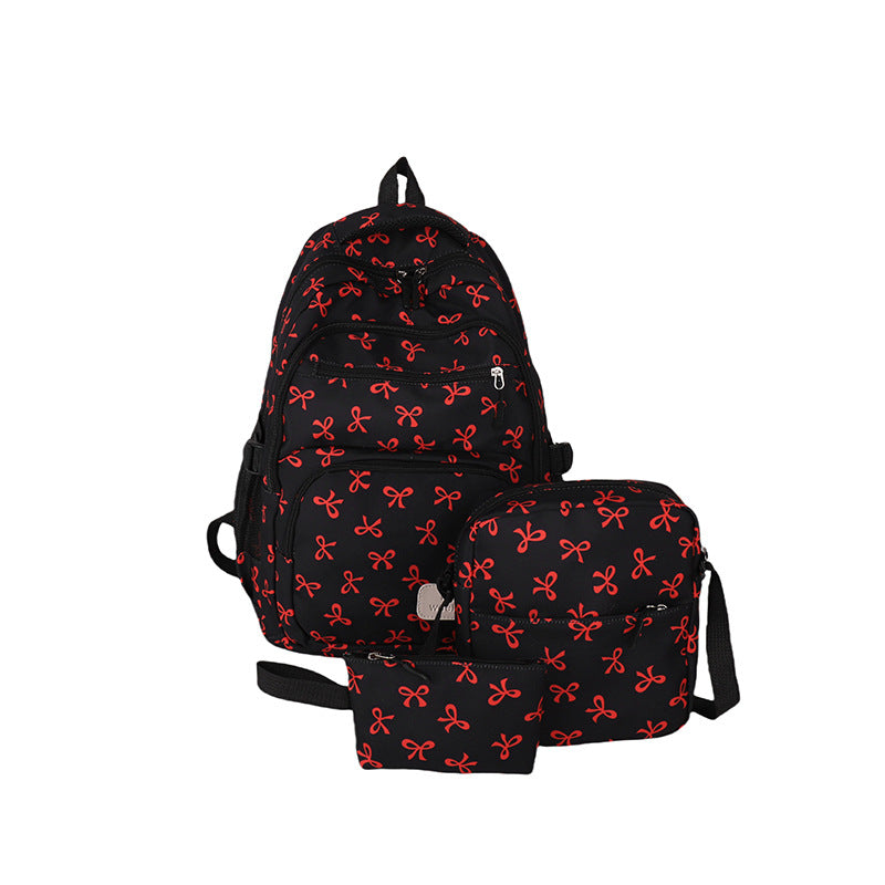 （Pre Order）Bow Print Backpack,Shoulder Bag＆Purse 3Pcs