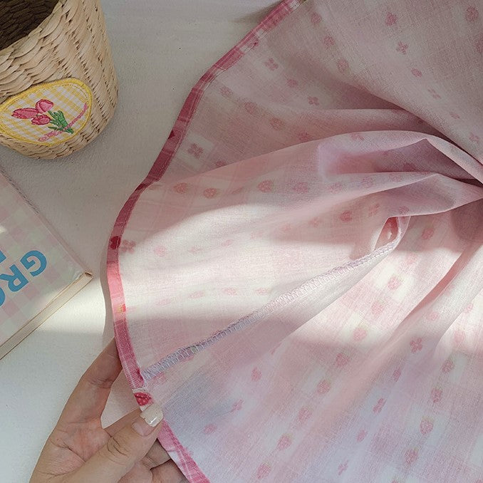 （In Production）Girls Spring&Summer Strawberry Embroidery Scallop Collar Dress