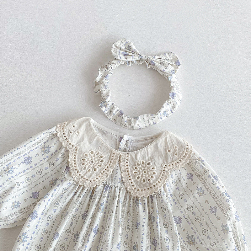 （In Production）Sisters Baby Lace Collar Lavender Dress&Romper