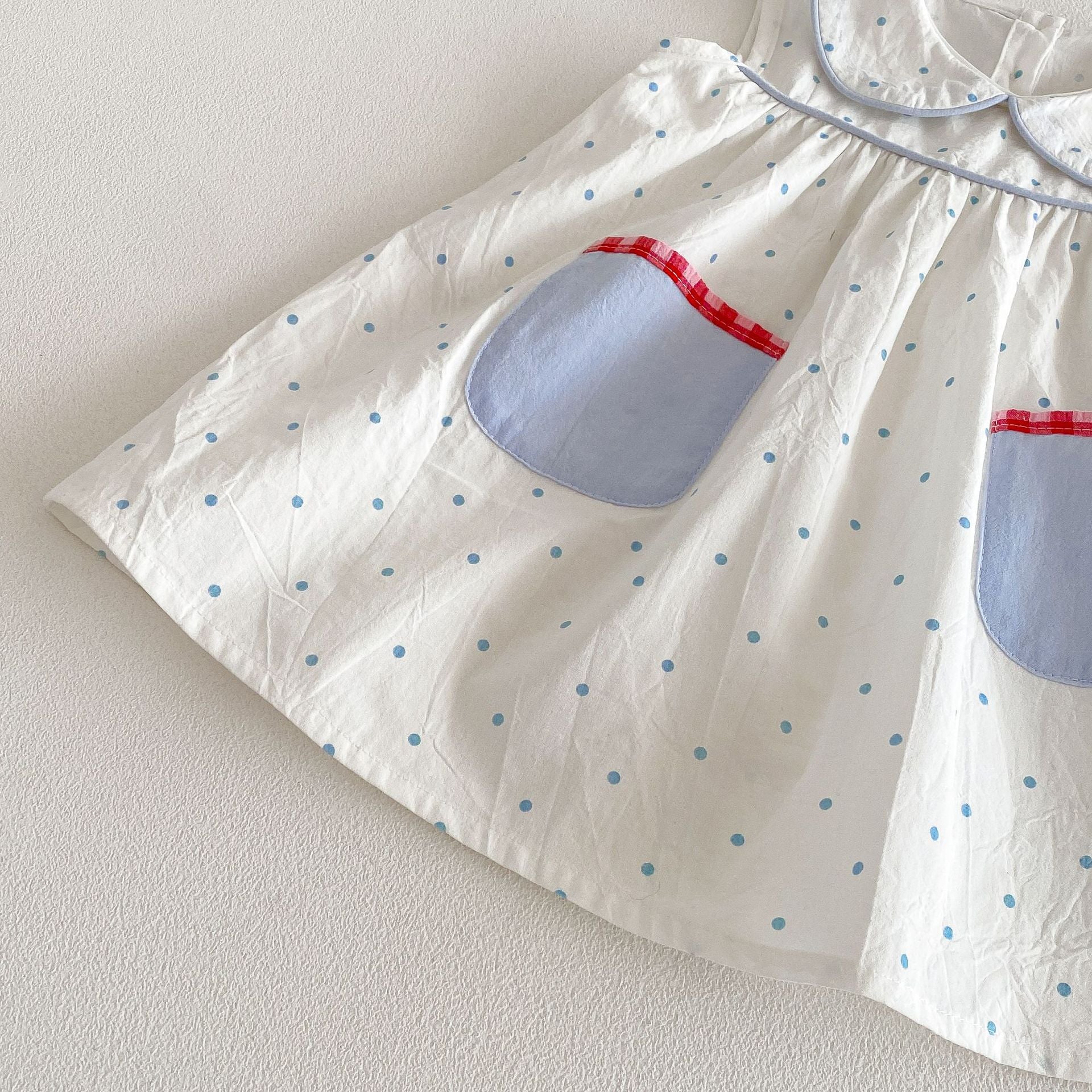 （Pre Order 2 Weeks）Girls Blue Dot Baby Collar Dress
