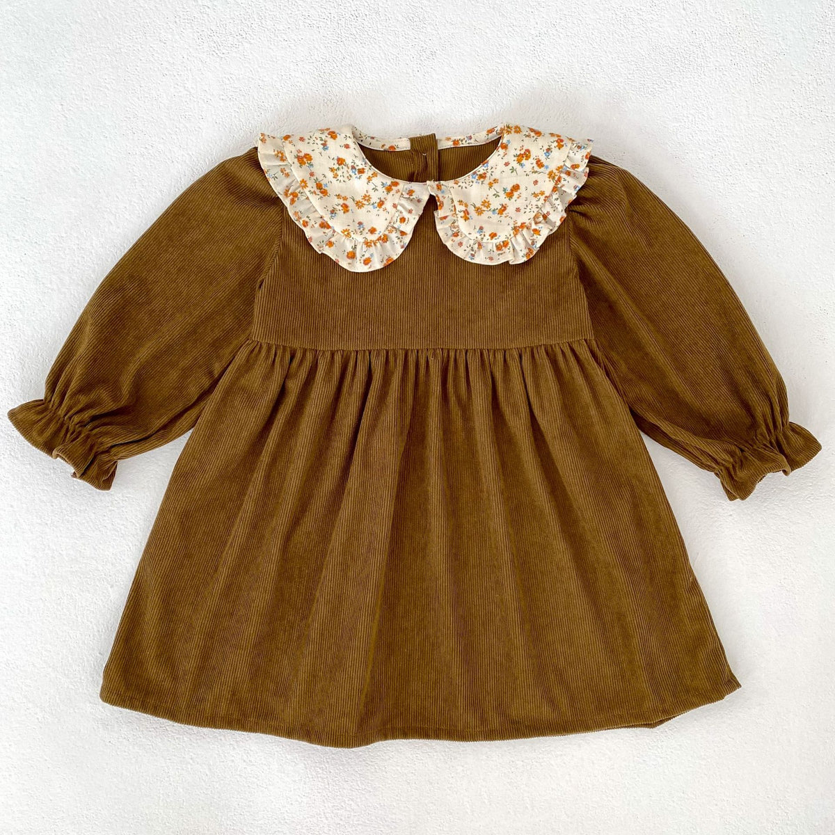 （Pre Order 2 Weeks）Sisters Fall Floral Print Collar Corduroy Dress&Romper