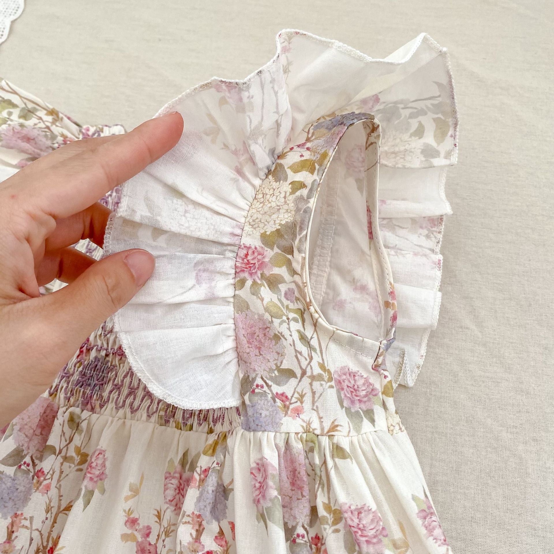 （In Production）Sisters Spring&Summer Floral Smocked Dress,Romper