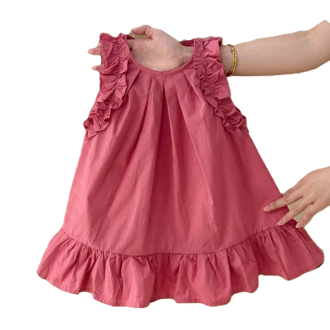 （In Production）Girls Spring and Summer Solid-color Lace Sleeveless Dress