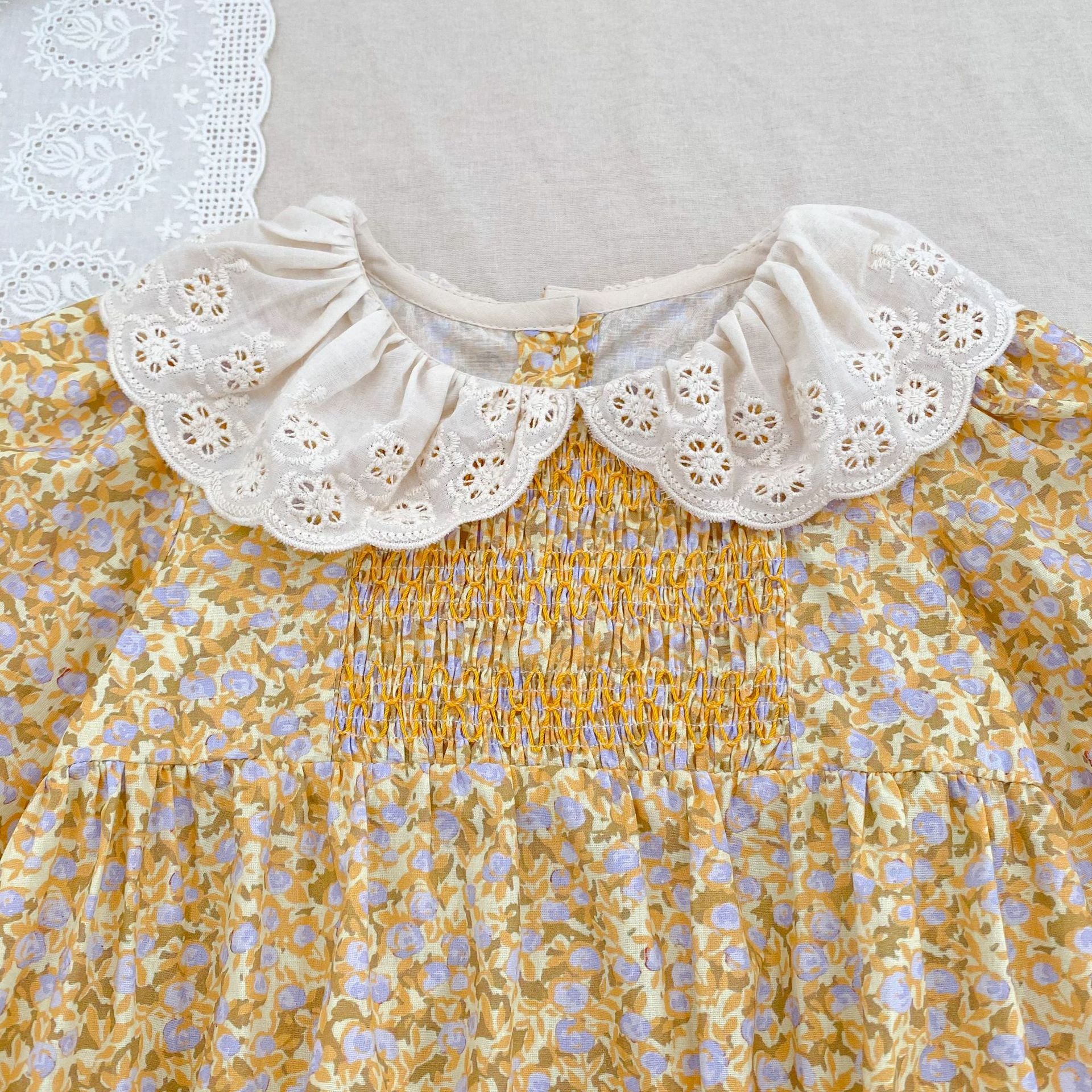 （Pre Order 2 Weeks）Sisters Fall Floral Print Smocked Dress&Romper