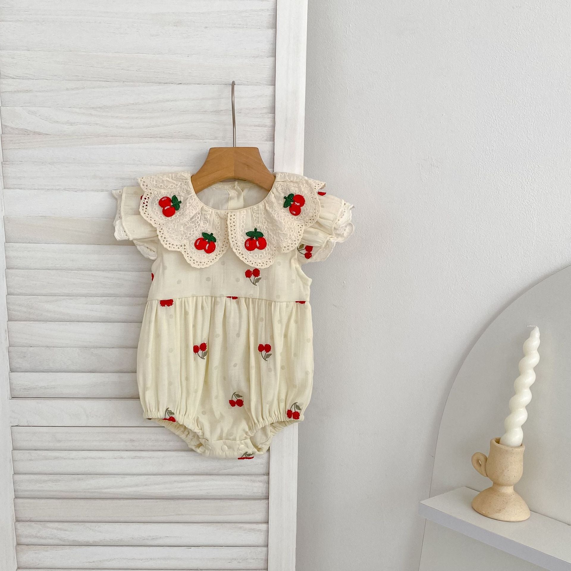 （In Production）Sisters Summer Cherry Embroidery Dress&Romper