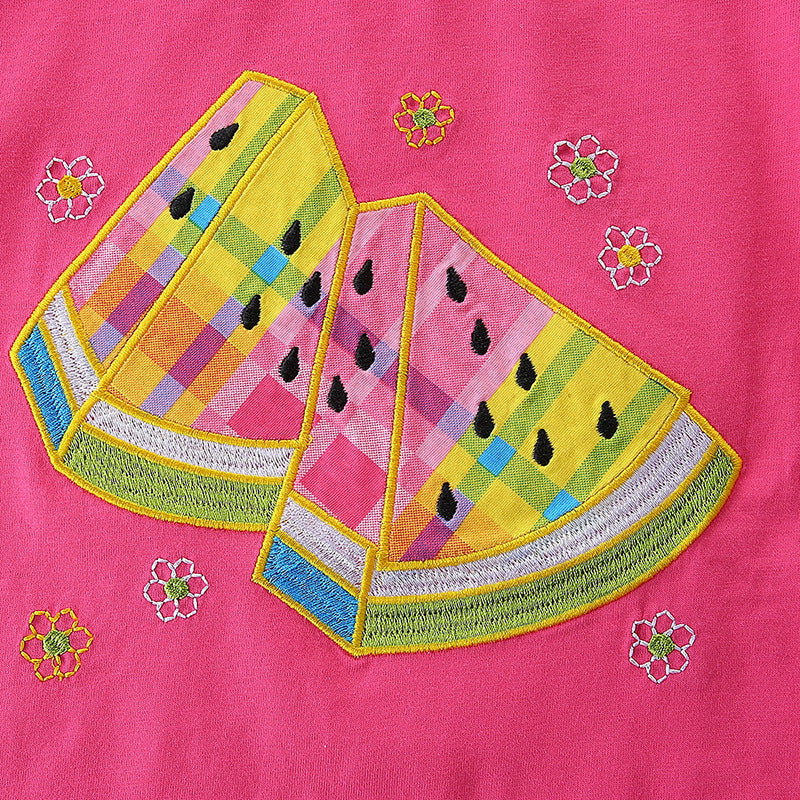 （In Production）Girls Spring&Summer Watermelon Applique Cotton Shorts Set