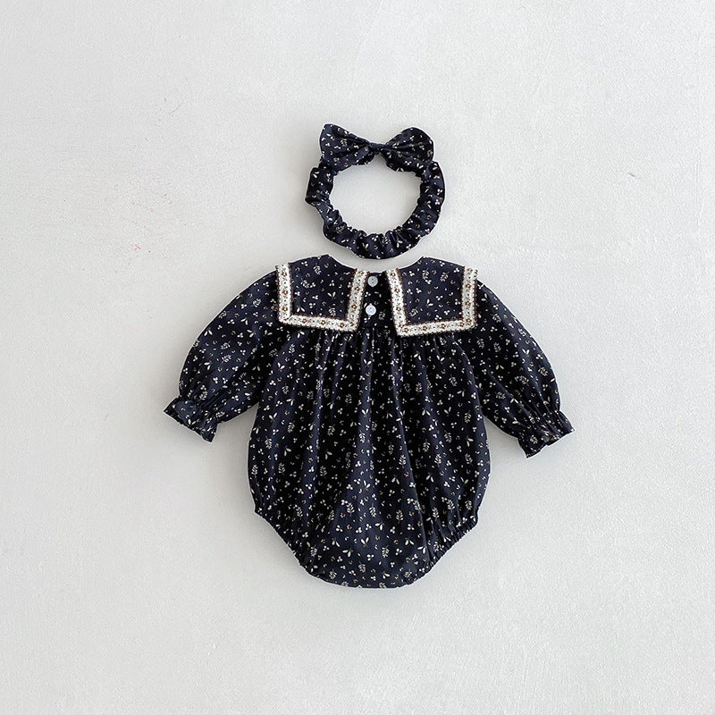 （In Production）Sisters Fall&Winter Floral Print Dress,Romper