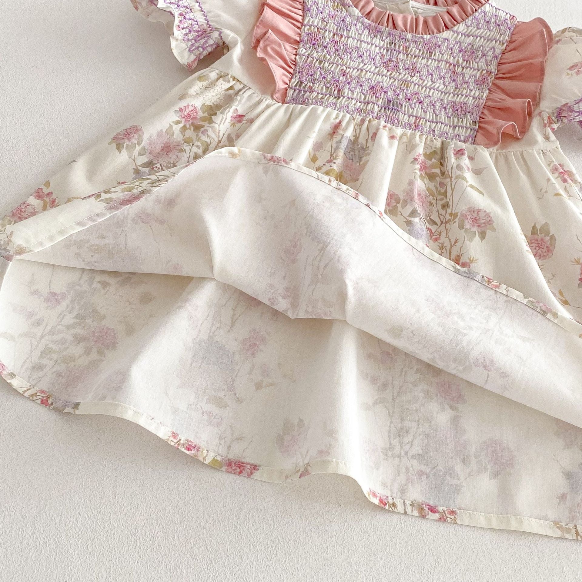 （Pre Order 2 Weeks）Girls Fall Floral Print Smocked Dress