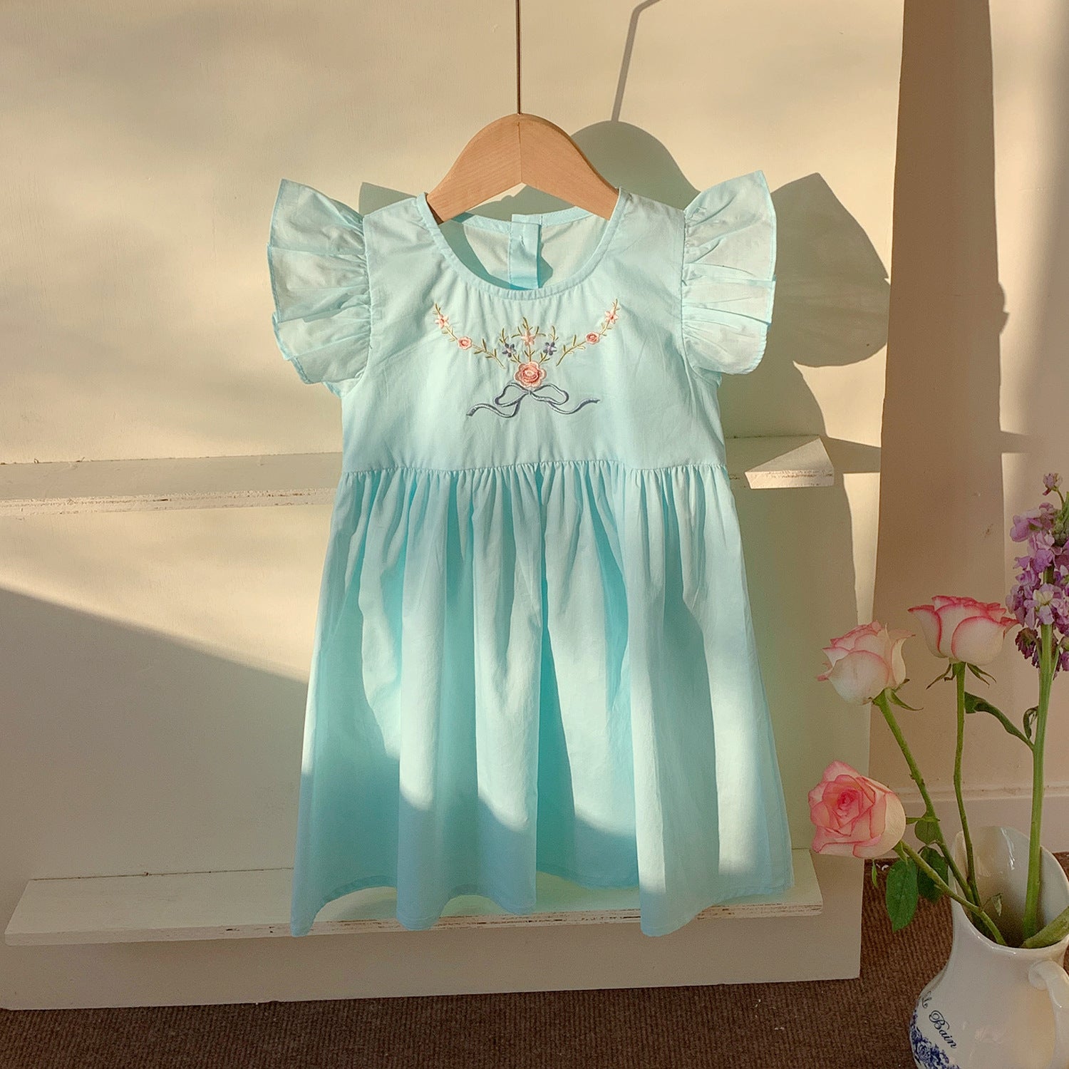 （In Production）Girls Spring&Summer Embroidery Flying Sleeves Dress