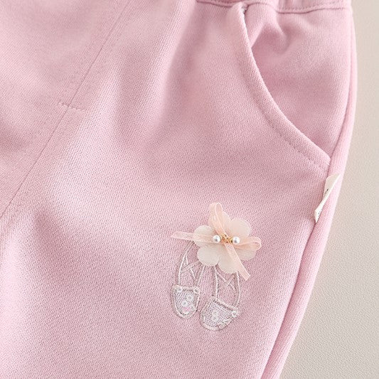 （In Production）Girls Fall&Winter Ballet Applique Ruffle Sweatshirt Suit