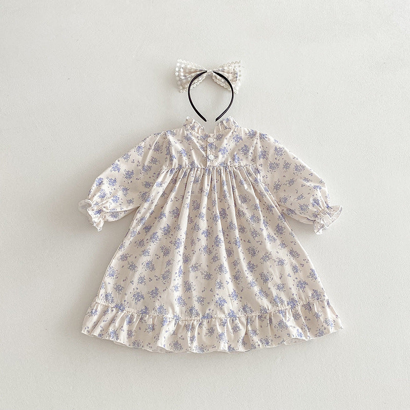 （In Production）Sisters Fall Floral Print Ruffle Dress&Romper