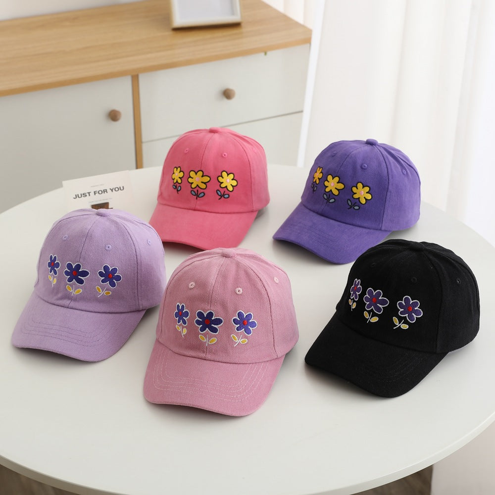（Pre Order）Girls Spring&Summer Floral Embroidery Baseball Cap