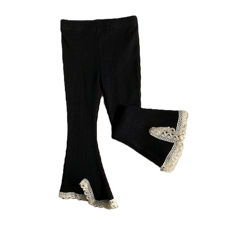 （In Production）Girls Fall&Winter Knitted Lace Flared Trousers