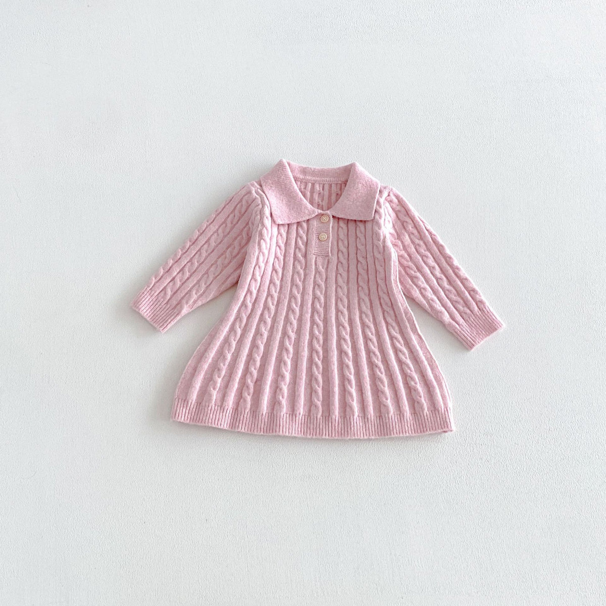 （Pre Order 2 Weeks）Girls Fall Cable Knit Long Sleeve Dress