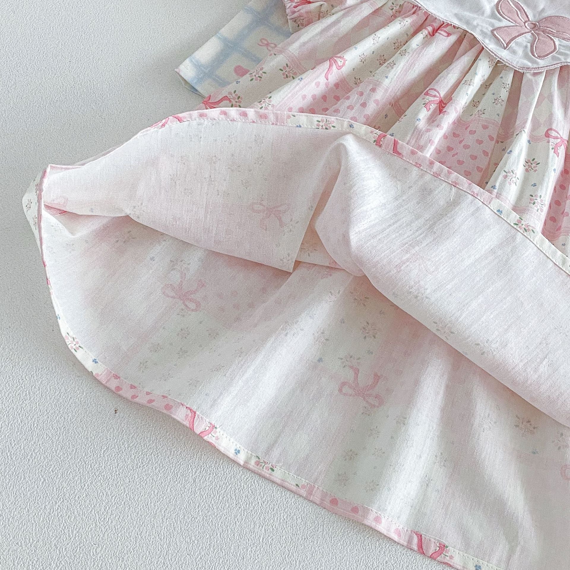 （Pre Order 2 Weeks）Girls Bow Applique Collar Dress