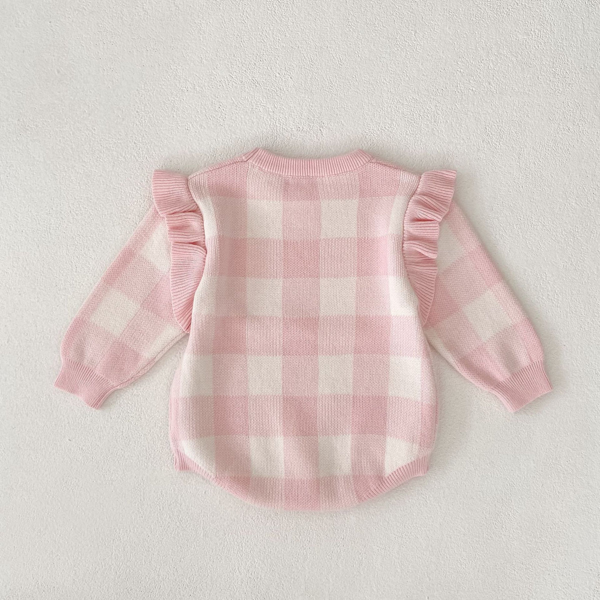 （Pre Order 2 Weeks）Toddler Girls Fall Knitted Plaid Sweater Romper