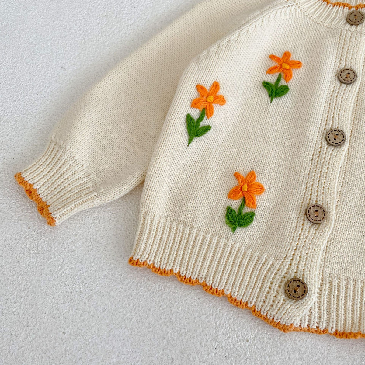 （Pre Order 2 Weeks）Kids Fall Floral Embroidery Sweater Cardigan