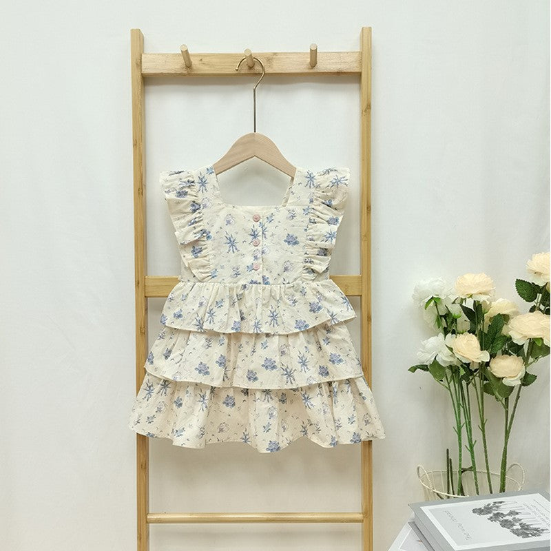 （In Production）Girls Spring&Summer Print Ruffle Dress