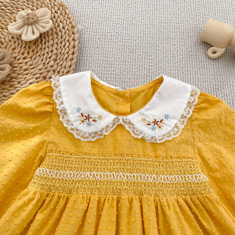 （Pre Order 2 Weeks）Sisters Fall Baby Collar Smocked Dress&Romper