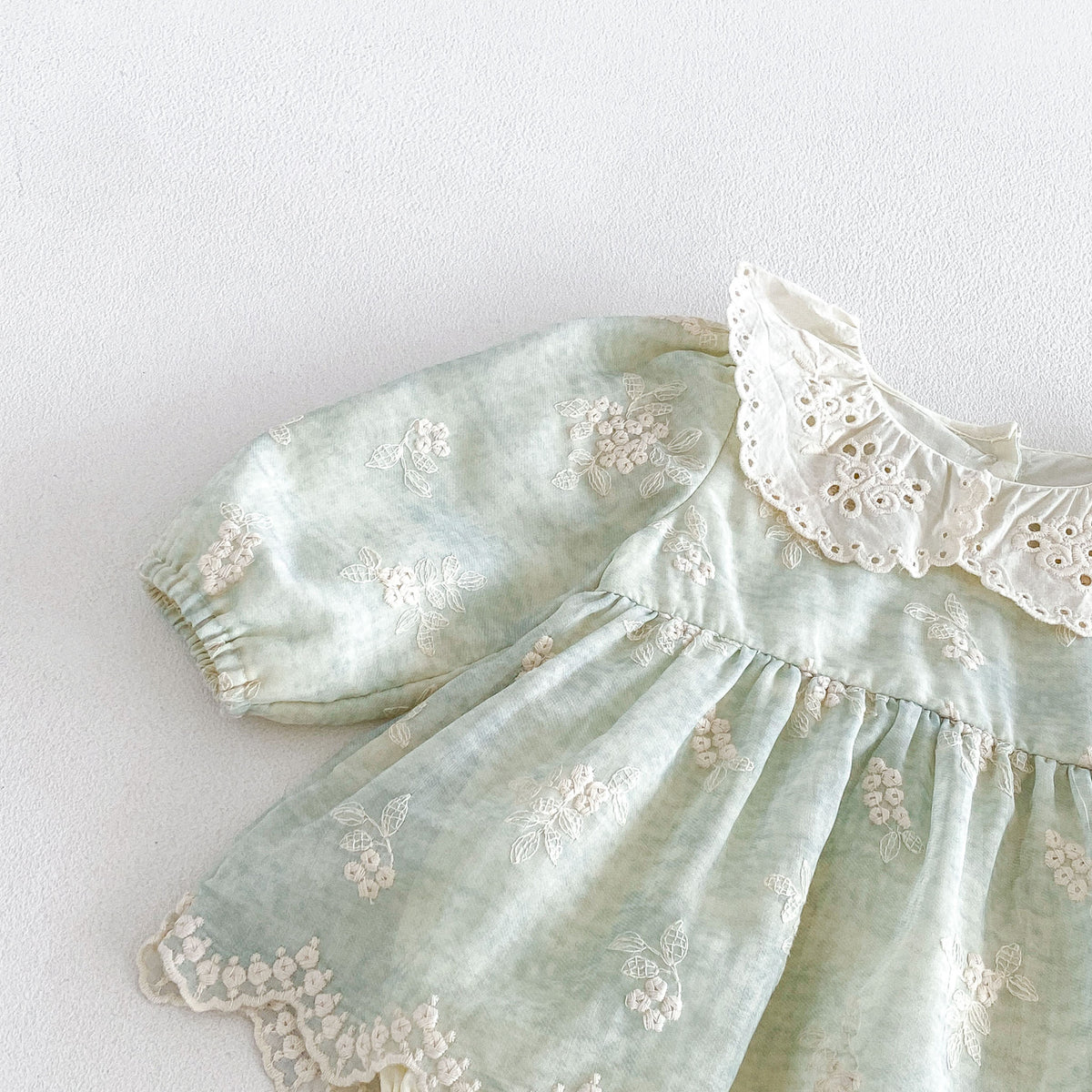（Pre Order 2 Weeks）Toddler Girls Fall Floral Embroidery Lace Collar Romper