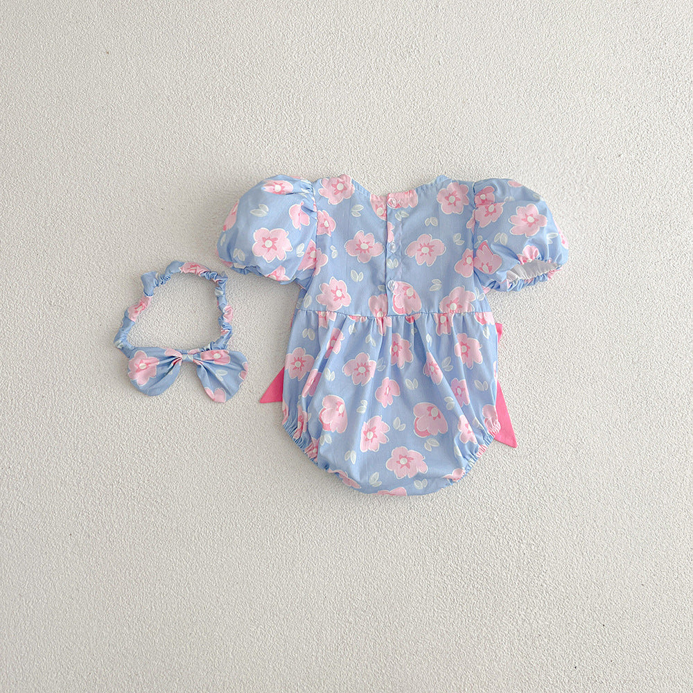 （In Production）Sisters Spring&Summer Floral Print Bow Dress,Romper