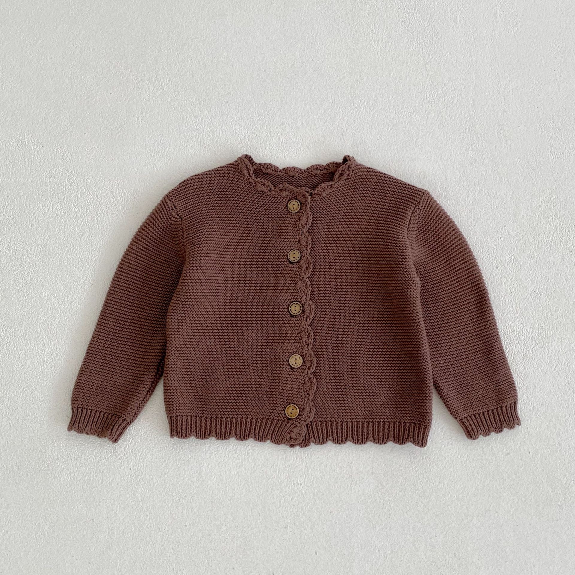 （Pre Order 2 Weeks）Girls Fall Scallop Knitted Cardigan