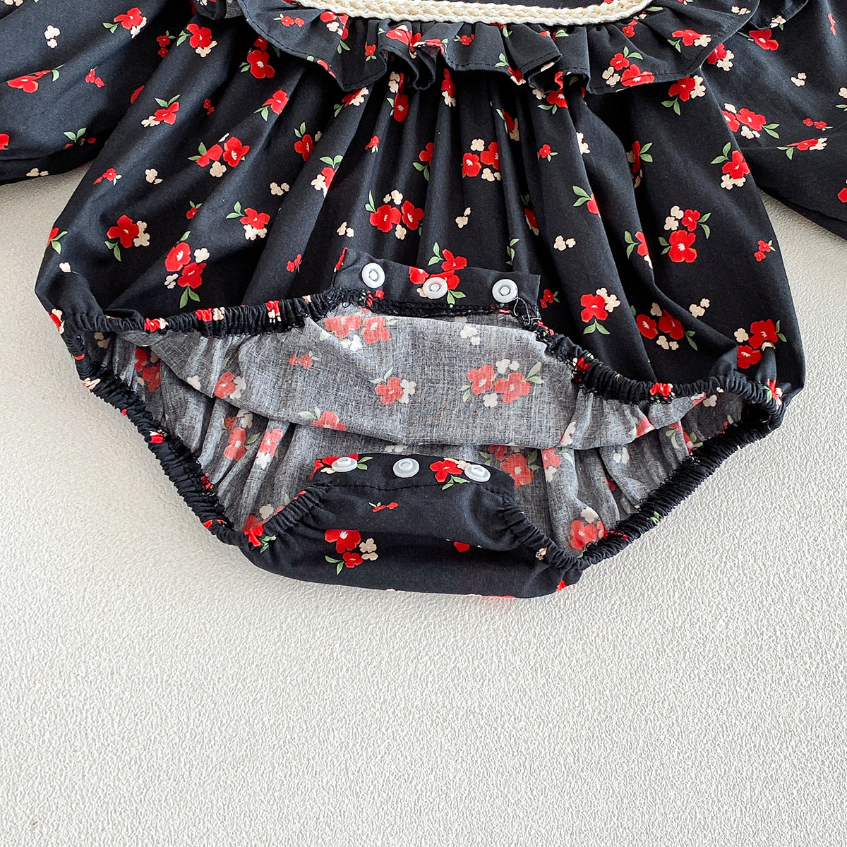 （Pre Order 2 Weeks）Sisters Fall Floral Print Ruffle Dress&Romper