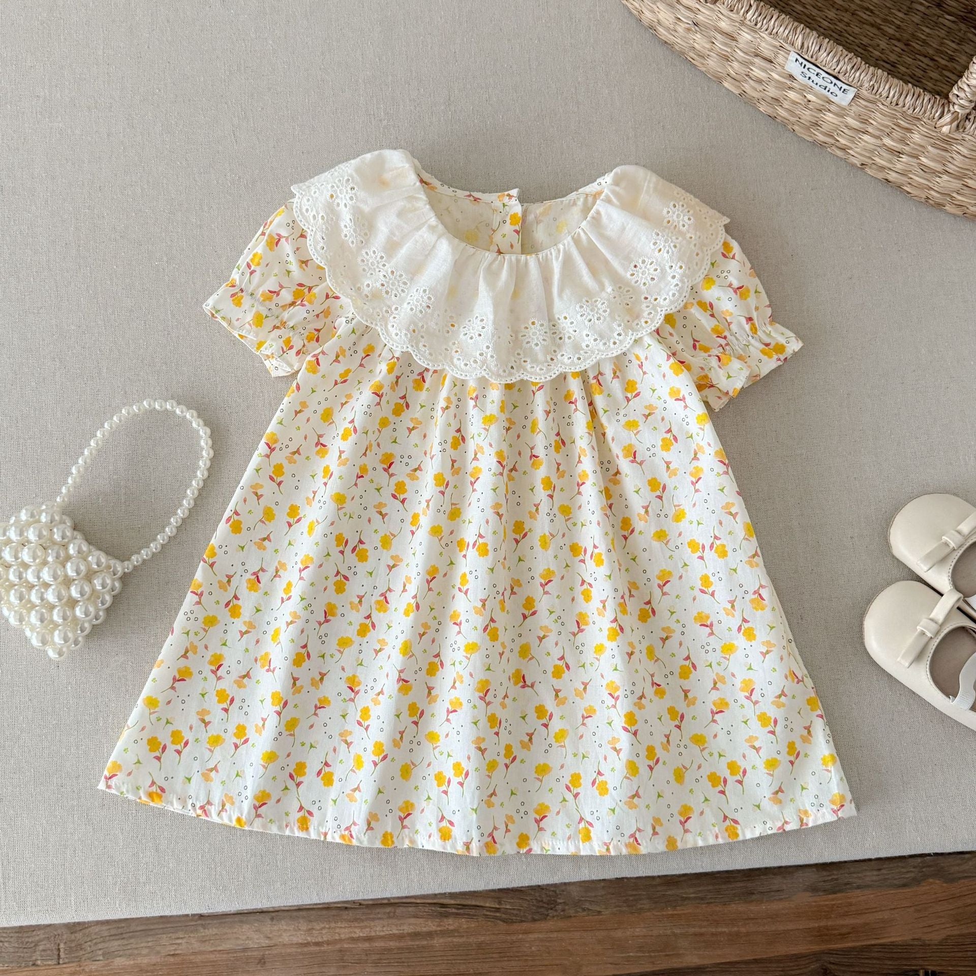 （Pre Order 2 Weeks）Girls Floral Print Ruffle Collar Dress