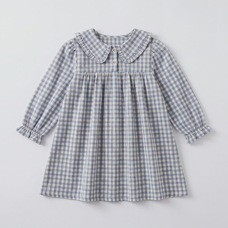 （Pre Order 2 Weeks）Girls Fall Long Sleeves Plaid Dress