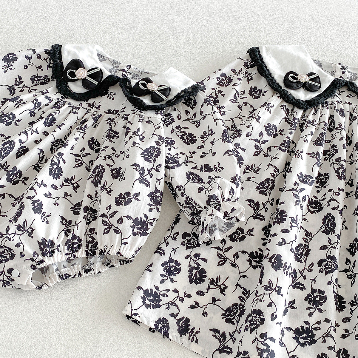（Pre Order 2 Weeks）Sisters Fall Bow Collar Dress&Romper