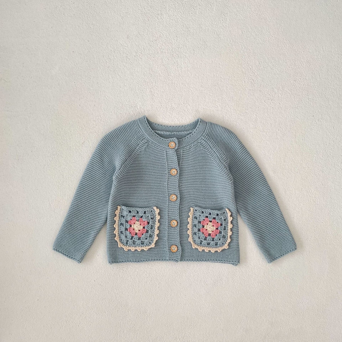 （Pre Order 2 Weeks）Kids Fall Floral Embroidery Pockets Sweater Cardigan