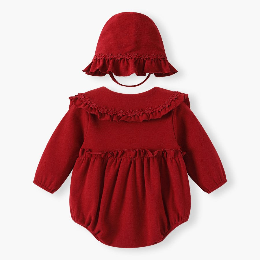 （In Production）Toddler Girls Christmas Cotton Romper with Hat