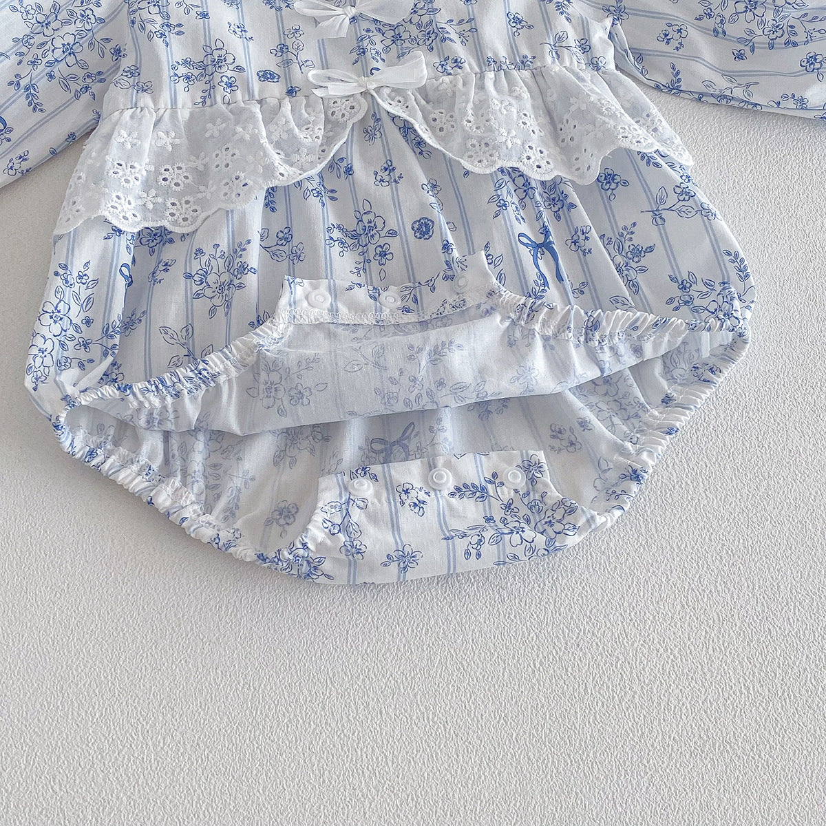 （Pre Order 2 Weeks）Sisters Fall Floral Print Lace Ruffle Dress&Romper
