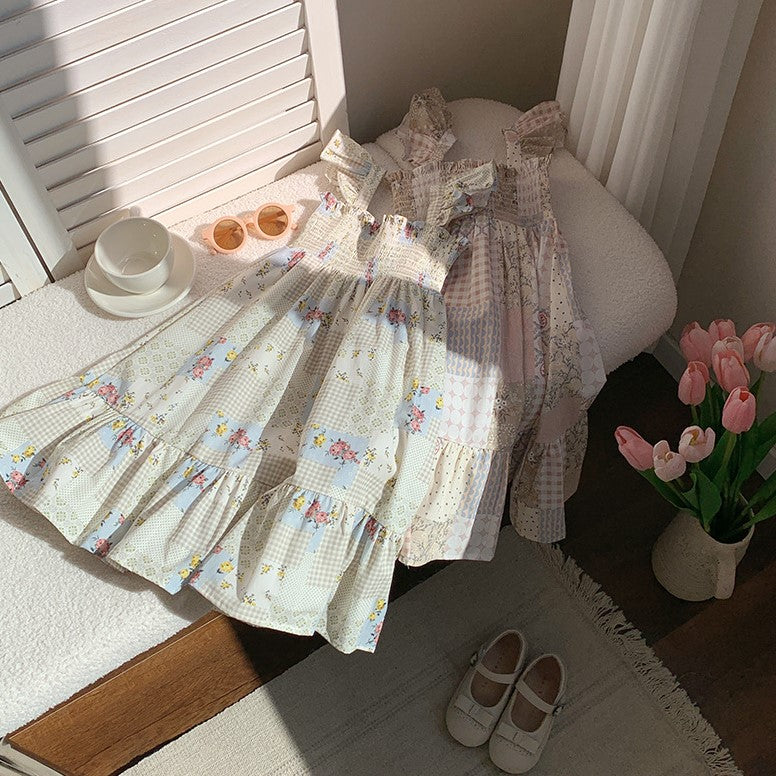 （In Production）Girls Spring&Summer Print Smocked Dress