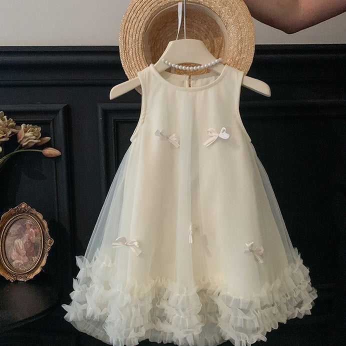 （In Production）Girls Spring&Summer Bow Mesh Dress