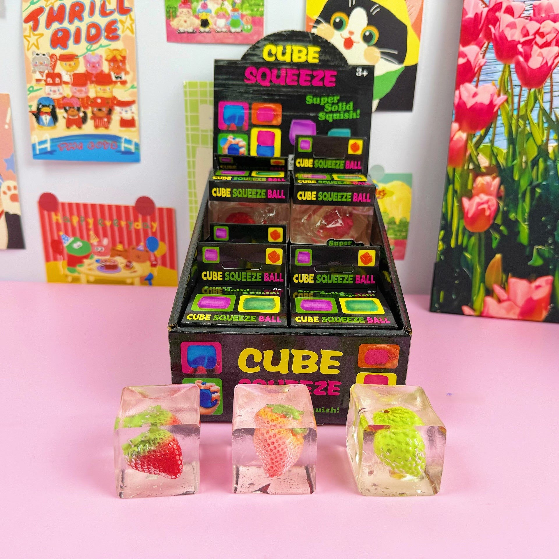 （Pre Order）Squishy Squeeze Fruit Cube Toy