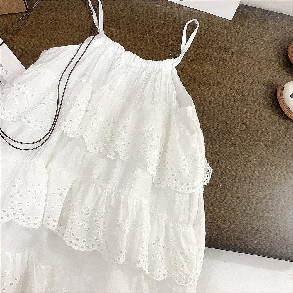 （In Production）Girls Spring&Summer White Slip Layered Dress